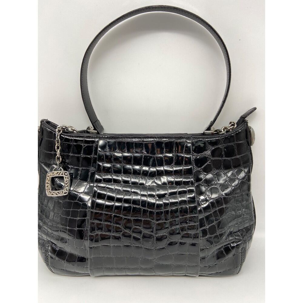 Brighton‎ Handbag Women's Patent Leather Crocodile Embossed Zip Black E316096